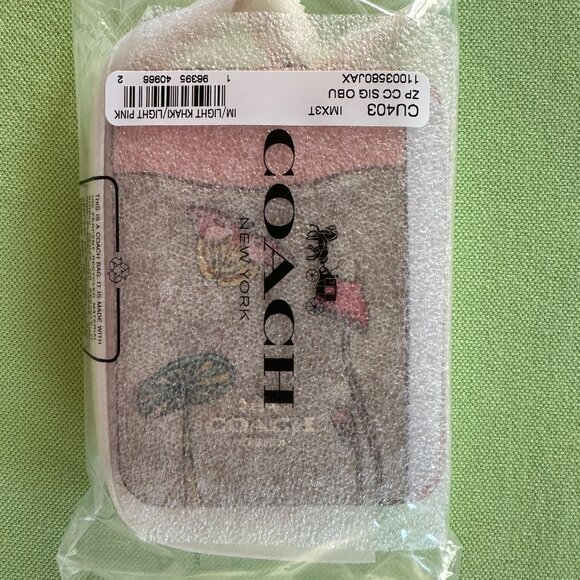 COACH X OBSERVED BY US ZIP CARD CASE:NWT LIGHT PINK/LIGHT KHAKI CU403 - Picture 12 of 12